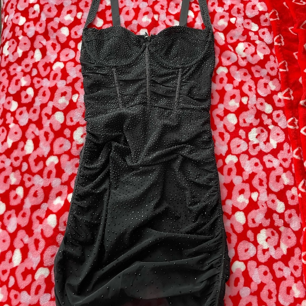 OH POLLY SHEER BLACK SPARKLY DRESS